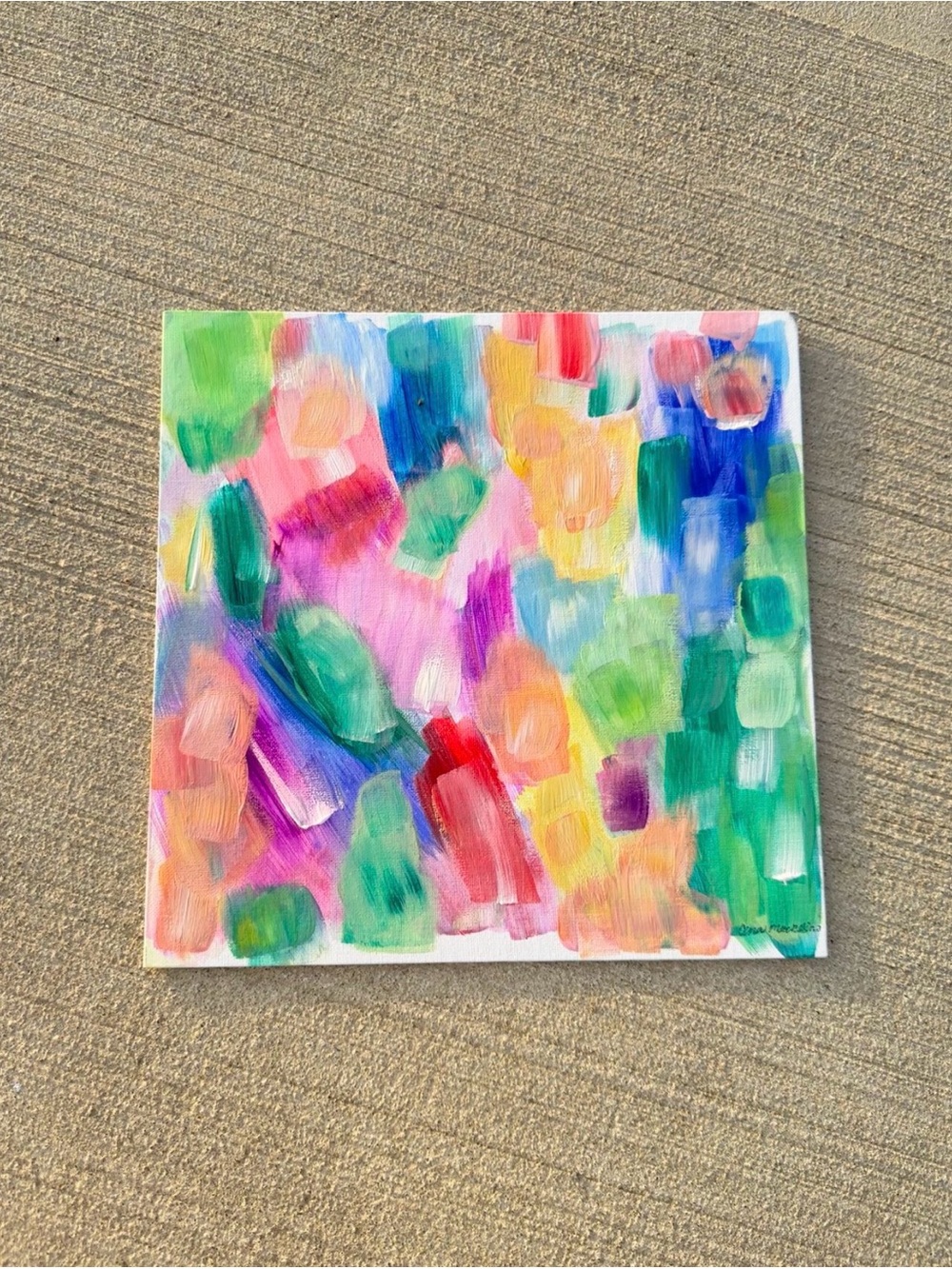 Original Colorful Abstract Painting Modern Pastel Artwork 12x12 Canvas Panel - Picture 2 of 6